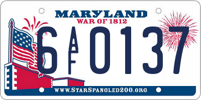 MD license plate 6AF0137