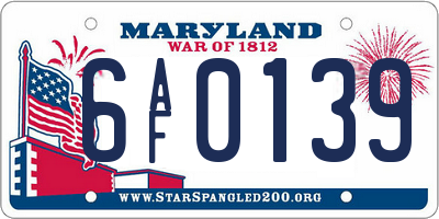 MD license plate 6AF0139