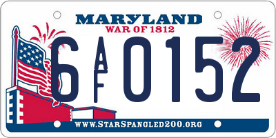MD license plate 6AF0152