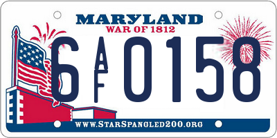 MD license plate 6AF0158