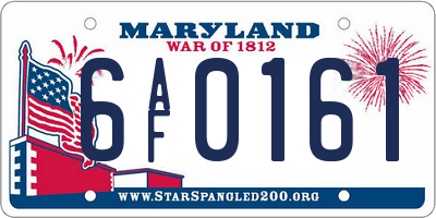 MD license plate 6AF0161