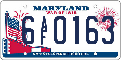 MD license plate 6AF0163