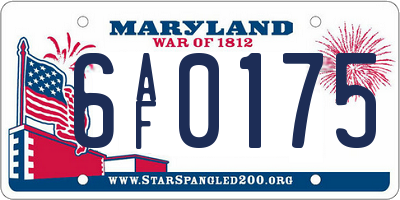 MD license plate 6AF0175