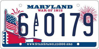 MD license plate 6AF0179