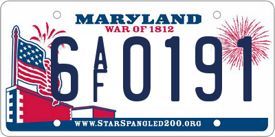 MD license plate 6AF0191
