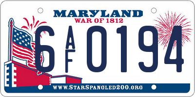 MD license plate 6AF0194