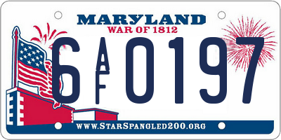 MD license plate 6AF0197
