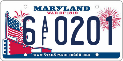 MD license plate 6AF0201