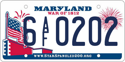 MD license plate 6AF0202