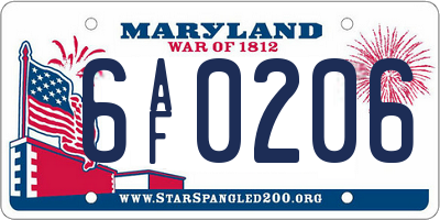 MD license plate 6AF0206