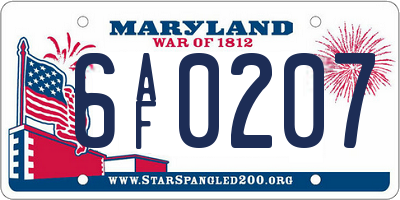 MD license plate 6AF0207