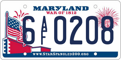 MD license plate 6AF0208