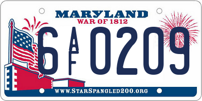MD license plate 6AF0209