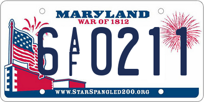 MD license plate 6AF0211