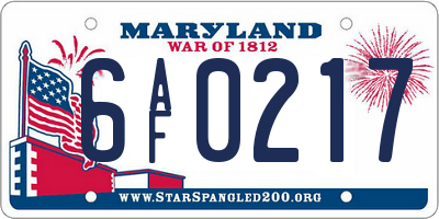 MD license plate 6AF0217