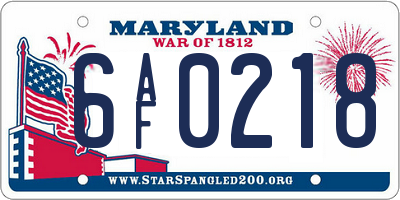 MD license plate 6AF0218