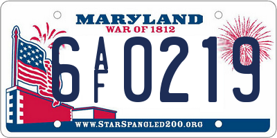 MD license plate 6AF0219