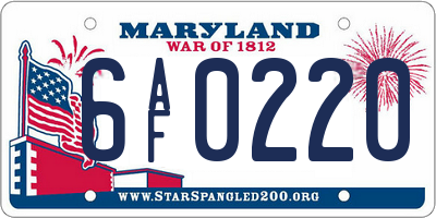 MD license plate 6AF0220