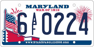 MD license plate 6AF0224