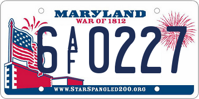 MD license plate 6AF0227
