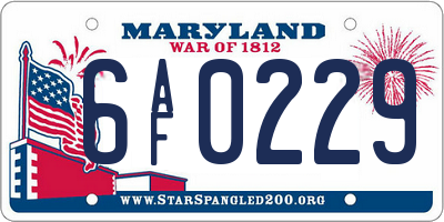 MD license plate 6AF0229