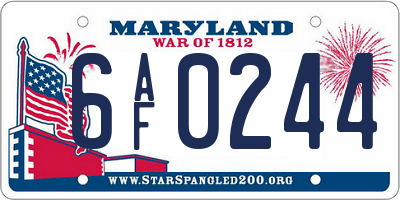 MD license plate 6AF0244