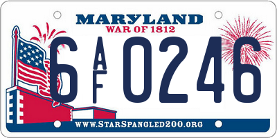 MD license plate 6AF0246
