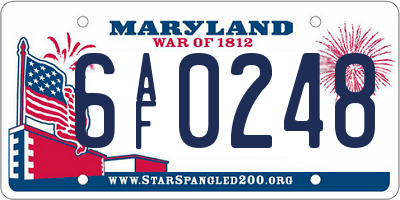 MD license plate 6AF0248