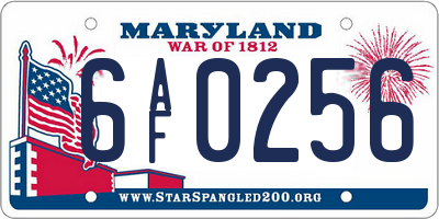 MD license plate 6AF0256