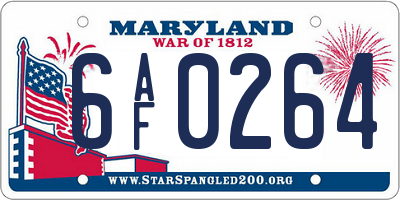 MD license plate 6AF0264