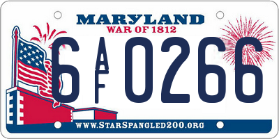 MD license plate 6AF0266