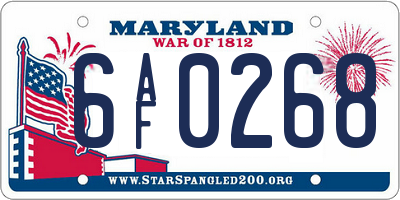 MD license plate 6AF0268