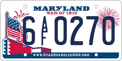 MD license plate 6AF0270