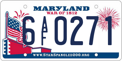 MD license plate 6AF0271