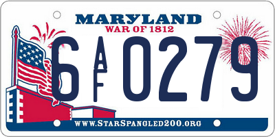 MD license plate 6AF0279