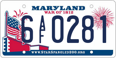 MD license plate 6AF0281