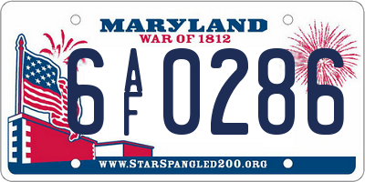 MD license plate 6AF0286