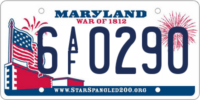 MD license plate 6AF0290