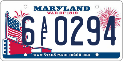 MD license plate 6AF0294