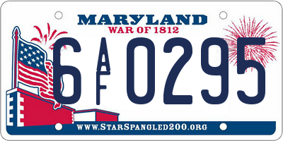 MD license plate 6AF0295