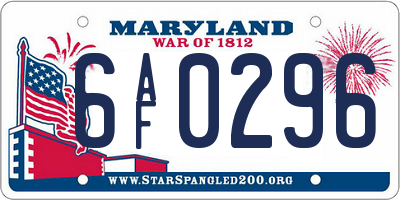 MD license plate 6AF0296