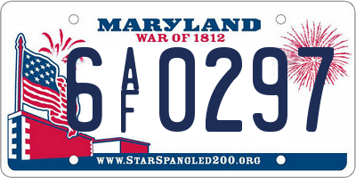 MD license plate 6AF0297
