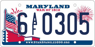 MD license plate 6AF0305