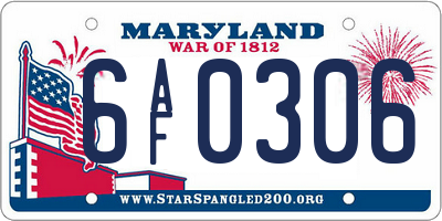 MD license plate 6AF0306