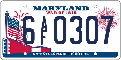 MD license plate 6AF0307