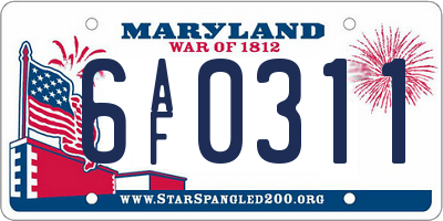 MD license plate 6AF0311