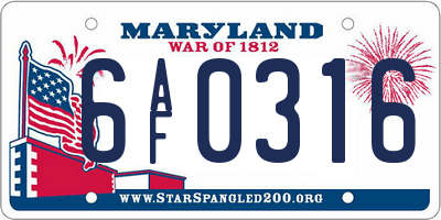 MD license plate 6AF0316