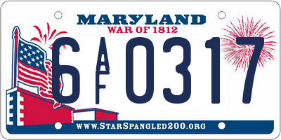 MD license plate 6AF0317