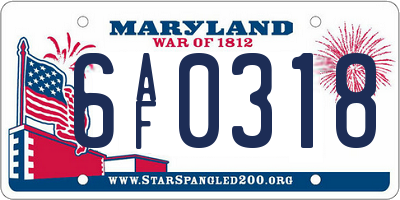 MD license plate 6AF0318