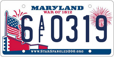 MD license plate 6AF0319